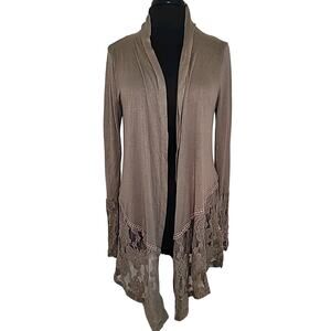 Boho Lace Cardigan Duster Brown Cottagecore Fairycore M